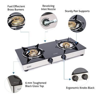 Glen 2 Burner Gas Stove 1020 GT Brass Burner Glen 2 Burner Gas Stove 1020 GT Brass Burner