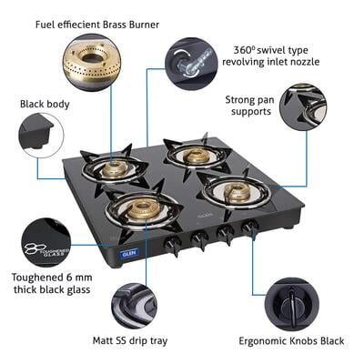 Glen 4 Burner Gas Stove 1040 GT Junior XL Brass Burner Glen 4 Burner Gas Stove 1040 GT Junior XL Brass Burner