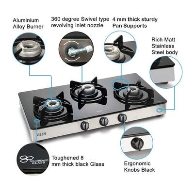 Glen 3 Burner Gas Stove 1031 GT Brass Burner Glen 3 Burner Gas Stove 1031 GT Brass Burner