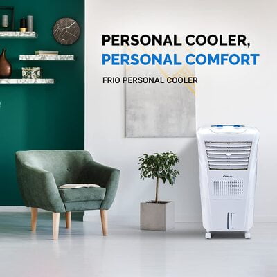 Bajaj Frio 23L Personal Air Cooler with Honeycomb Pads, Typhoon Blower Technology, Powerful Air Throw and 3-Speed Control, White Bajaj Frio 23L Personal Air Cooler with Honeycomb Pads, Typhoon Blower Technology, Powerful Air Throw and 3-Speed Control, White