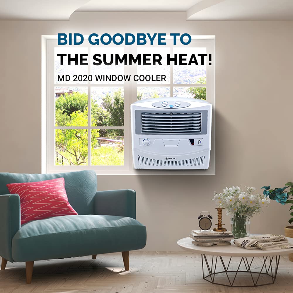 Bajaj MD 2020 54L Window Air Cooler with Typhoon Blower Technology, Powerful Air Throw and 3-Speed Control, White Bajaj MD 2020 54L Window Air Cooler with Typhoon Blower Technology, Powerful Air Throw and 3-Speed Control, White