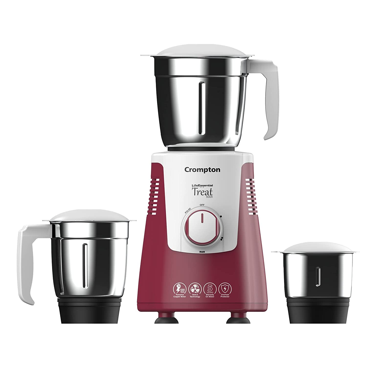 CROMPTON TREAT 500X 500W, 3 JARS MIXER GRINDER CROMPTON TREAT 500X 500W, 3 JARS MIXER GRINDER