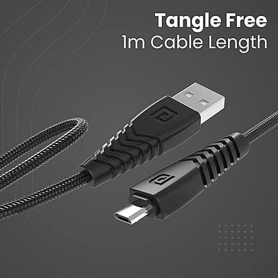 Portronics Konnect B micro !m USB cable- Black POR1233 Portronics Konnect B micro !m USB cable- Black POR1233