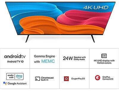 OnePlus 108 cm (43 inches) Y Series 4K Ultra HD Smart Android LED TV 43Y1S Pro (Black) OnePlus 108 cm (43 inches) Y Series 4K Ultra HD Smart Android LED TV 43Y1S Pro (Black)