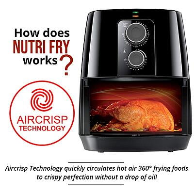 Inalsa Air Fryer 4L Nutri Fry - 1400W with Smart Rapid Air Technology, Timer Selection And Fully Adjustable Temperature Control