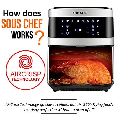 INALSA Air Fryer Digital 6.5 L Sous Chef-1650 Watt