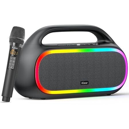 iGear Grape Portable Wireless Speaker with 70W Output, with Wireless Rechargeable MIC, RGB LED's, TWS Mode, Multi-Compatibility Modes, IPX6 Water Resistance, EQ Modes, with Type-C Charging iGear Grape Portable Wireless Speaker with 70W Output, with Wireless Rechargeable MIC, RGB LED's, TWS Mode, Multi-Compatibility Modes, IPX6 Water Resistance, EQ Modes, with Type-C Charging