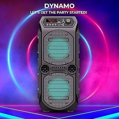 iGear Dynamo 16 watts Bluetooth Party Speaker with Corded Mic, TIF/FM Radio/AUX/USB/TWS Function/LED Lights and Remote (Black) iGear Dynamo 16 watts Bluetooth Party Speaker with Corded Mic, TIF/FM Radio/AUX/USB/TWS Function/LED Lights and Remote (Black)