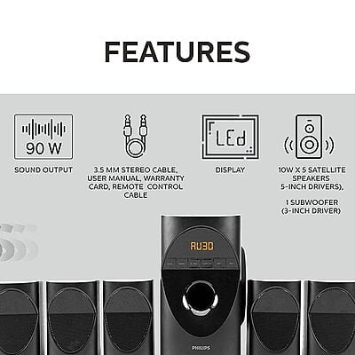 PHILIPS SPA5190B/94 Bluetooth Home Theatre (Black, 5.1 Channel) PHILIPS SPA5190B/94 Bluetooth Home Theatre (Black, 5.1 Channel)