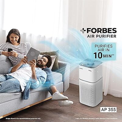 Eureka Forbes Air Purifier 355 with True HEPA H13 Filter & Surround 360° Air Technology | Removes 99.97% Dust & Particulate Matter | 4-Stage Purification in 10 Mins | Covers 480 Sq. Ft. | Convenient