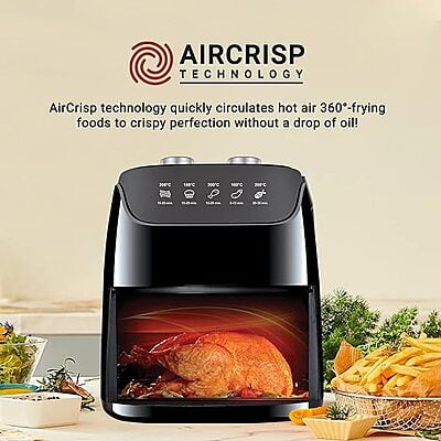 INALSA Air Fryer 4.2L Gourmia -1400W with Smart AirCrisp Technology|8-Preset Menu,Touch Control &|Variable Temperature &Timer Control INALSA Air Fryer 4.2L Gourmia -1400W with Smart AirCrisp Technology|8-Preset Menu,Touch Control &|Variable Temperature &Timer Control