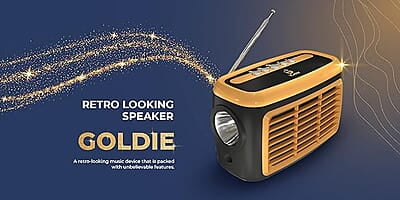 iGear Goldie Radio and Bluetooth Speaker With In -Built Mic For Calling|MP3 Player With USB, TF/SD Card & AUX Ports| 8Hrs Torch Light & Solar Charging|1200 MAh Rechargeable Battery IG 1145 iGear Goldie Radio and Bluetooth Speaker With In -Built Mic For Calling|MP3 Player With USB, TF/SD Card & AUX Ports| 8Hrs Torch Light & Solar Charging|1200 MAh Rechargeable Battery IG 1145