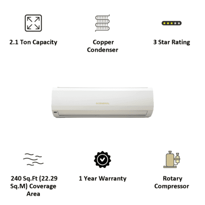 Ogeneral ASGA24BMWA 2.1 Ton 3 Star Fixed Speed Split Air Conditioner ASGA24BMWA