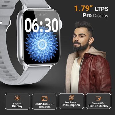 Fire-Boltt Supreme 1.79” Borderless LTPS 368*448 UHD PRO Display with 96% Screen to Body Ratio, 3ATM Waterproof , Spo2, Heart Rate and Blood Pressure Smart Watch (1.79" Black)