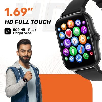 Fire-Boltt Beast SpO2 1.69” Industry’s Largest Display Size Full Touch Smart Watch with Blood Oxygen Monitoring, Heart Rate Monitor, Multiple Watch Faces & Long Battery Life