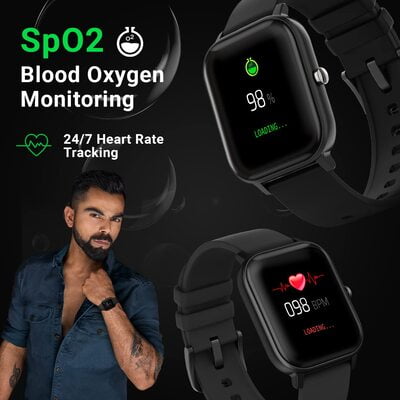 Fire-Boltt SpO2 Full Touch 1.4 inch Smart Watch 400 Nits Peak Brightness Metal Body 8 Days Battery Life with 24*7 Heart Rate monitoring IPX7 with Blood Oxygen, Fitness, Sports & Sleep Tracking