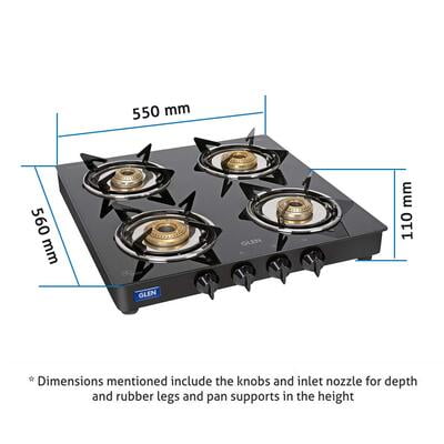 Glen 4 Burner Gas Stove 1040 GT Junior XL Brass Burner