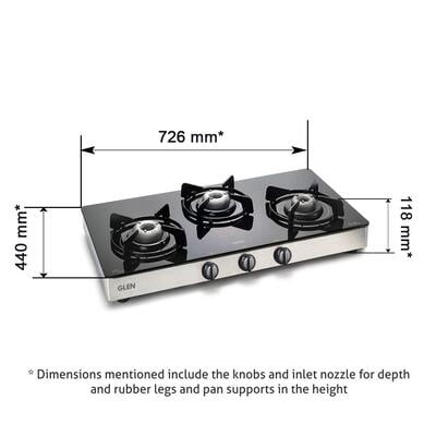 Glen 3 Burner Gas Stove 1031 GT Brass Burner