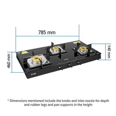 Glen LPG Stove 1038 SQ BL Auto Ingition  Forged With 5 Years warranty on Burners and Glass