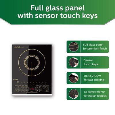 PHILIPS Viva Collection HD4938/01 2100-Watt Glass Induction Cooktop with Sensor Touch (Black) PHILIPS Viva Collection HD4938/01 2100-Watt Glass Induction Cooktop with Sensor Touch (Black)