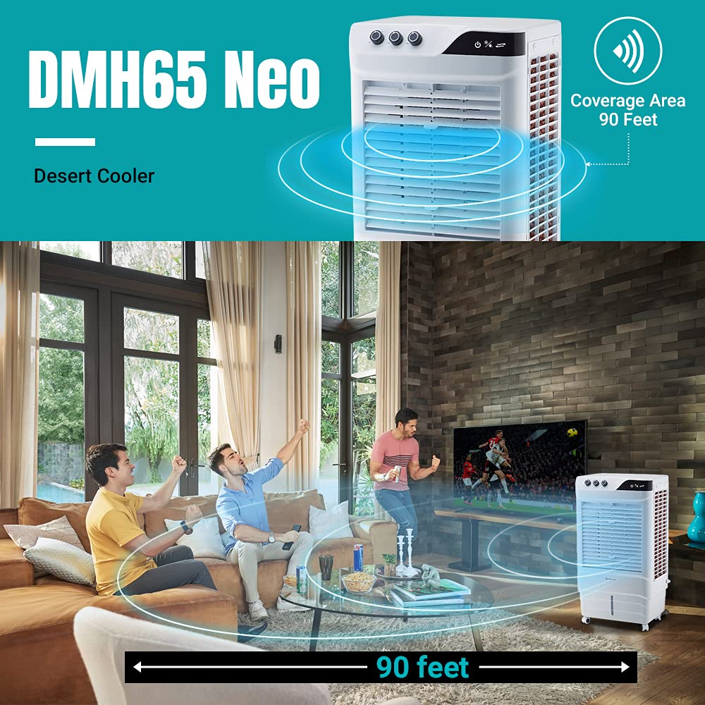 Bajaj DMH 65 Neo 65L Desert Air Cooler with Antibacterial Honeycomb Pads, Turbo Fan Technology, Powerful Air Throw and 3-Speed Control, White Bajaj DMH 65 Neo 65L Desert Air Cooler with Antibacterial Honeycomb Pads, Turbo Fan Technology, Powerful Air Throw and 3-Speed Control, White