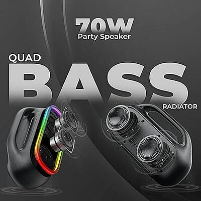 iGear Grape Portable Wireless Speaker with 70W Output, with Wireless Rechargeable MIC, RGB LED's, TWS Mode, Multi-Compatibility Modes, IPX6 Water Resistance, EQ Modes, with Type-C Charging iGear Grape Portable Wireless Speaker with 70W Output, with Wireless Rechargeable MIC, RGB LED's, TWS Mode, Multi-Compatibility Modes, IPX6 Water Resistance, EQ Modes, with Type-C Charging