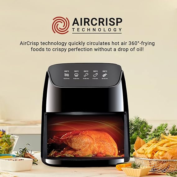 INALSA Air Fryer Digital 4.2L Gourmia Digital-1400W with Smart AirCrisp Technology|8-Preset Menu,Touch Control & Digital Display|Variable Temperature&Timer Control