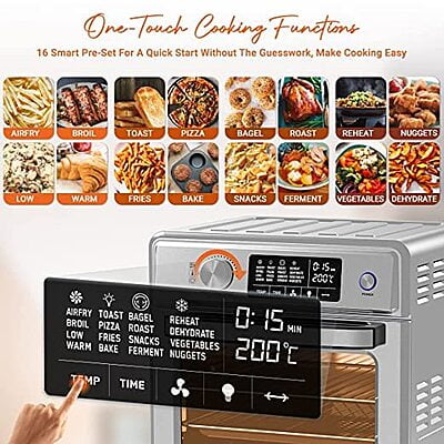 INALSA Air Fryer Oven Aero Smart With 23 L Capacity|1700 W-16 Preset Programs|| Digital Display and Touch Control | Rotisserie & Convection|