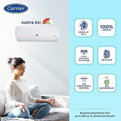 Carrier 1.5 Ton 3 Star 18k Kurve Rxi Inverter R32 Inverter Air Conditioner Carrier 1.5 Ton 3 Star 18k Kurve Rxi Inverter R32 Inverter Air Conditioner