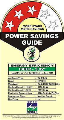 Hitachi SAC inverter 1.5 ton 3 star RASG 318PCBISF Hitachi SAC inverter 1.5 ton 3 star RASG 318PCBISF
