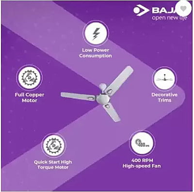 BAJAJ Ceiling Fan Edge HS plus 1200mm Brown CF