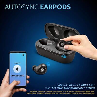 JBL Tws Bluetooth Earbuds C105 Black JBL Tws Bluetooth Earbuds C105 Black