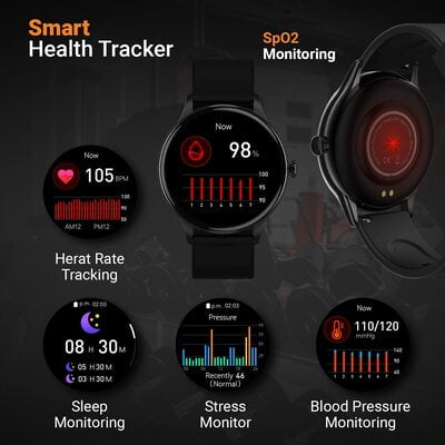 Fire-Boltt Terra AMOLED Always ON 390*390 Pixel Full Touch Screen, Spo2 & Heart Rate Monitoring Smartwatch with Custom Widget Shortcuts