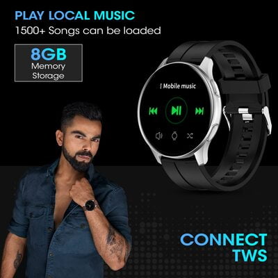 Fire-Boltt INVINCIBLE 1.39" AMOLED 454x454 Bluetooth Calling Smartwatch ALWAYS ON, 100 Sports Modes, 100 Inbuilt Watch Faces & 8GB, Play Music Without Phone on TWS, Spo2 & Heart Tracking