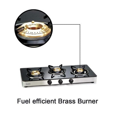 Glen 3 Burner Gas Stove 1033 GT Auto Ignition Brass Burner