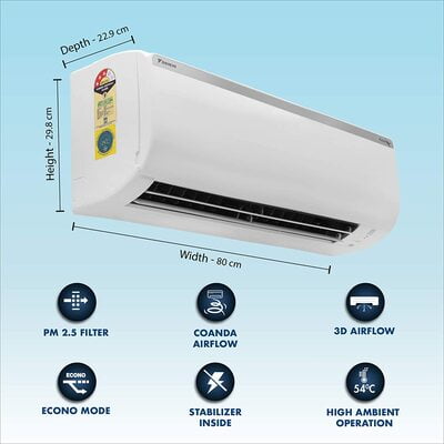 Daikin 1 Ton 3 Star Inverter Split AC (Copper, PM 2.5 Filter, 2020 Model, FTKT35TV, White) Daikin 1 Ton 3 Star Inverter Split AC (Copper, PM 2.5 Filter, 2020 Model, FTKT35TV, White)