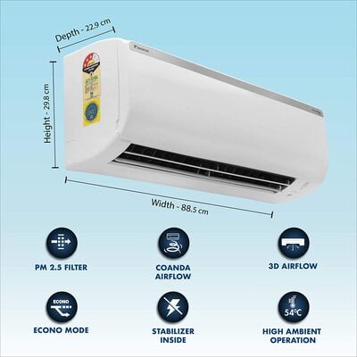 Daikin 1.5 Ton 3 Star Inverter Split AC (Copper, PM 2.5 Filter, 2020 Model, FTKT50TV, White) Daikin 1.5 Ton 3 Star Inverter Split AC (Copper, PM 2.5 Filter, 2020 Model, FTKT50TV, White)
