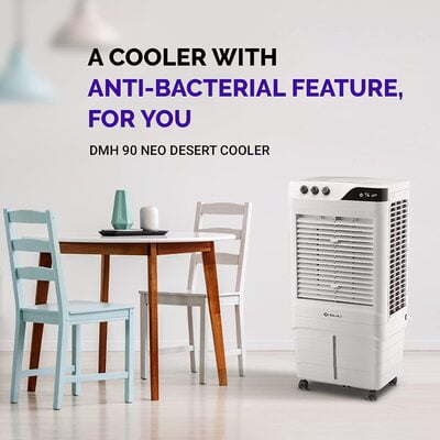 Bajaj DMH 90 Neo 90L Desert Air Cooler with Antibacterial Honeycomb Pads, Turbo Fan Technology, Powerful Air Throw and 3-Speed Control, White Bajaj DMH 90 Neo 90L Desert Air Cooler with Antibacterial Honeycomb Pads, Turbo Fan Technology, Powerful Air Throw and 3-Speed Control, White