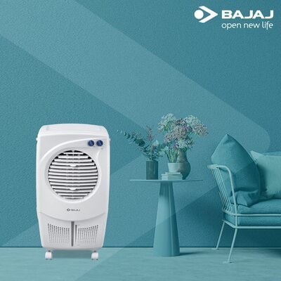 Bajaj PMH 25 DLX 24L Personal Air Cooler with Honeycomb Pads, Turbo Fan Technology, Powerful Air Throw and 3-Speed Control, White