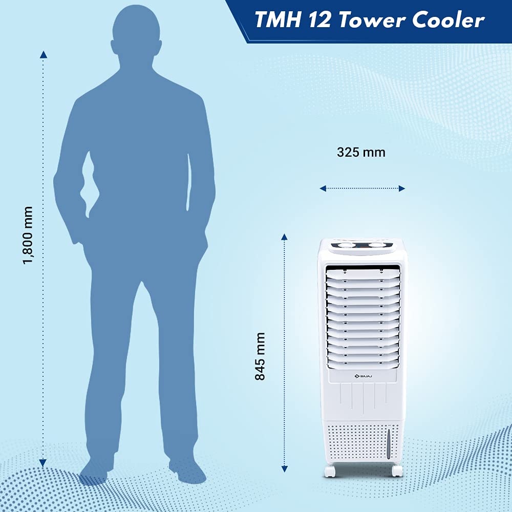 Bajaj TMH12 12-litres Tower Air Cooler (White) - for Small Room