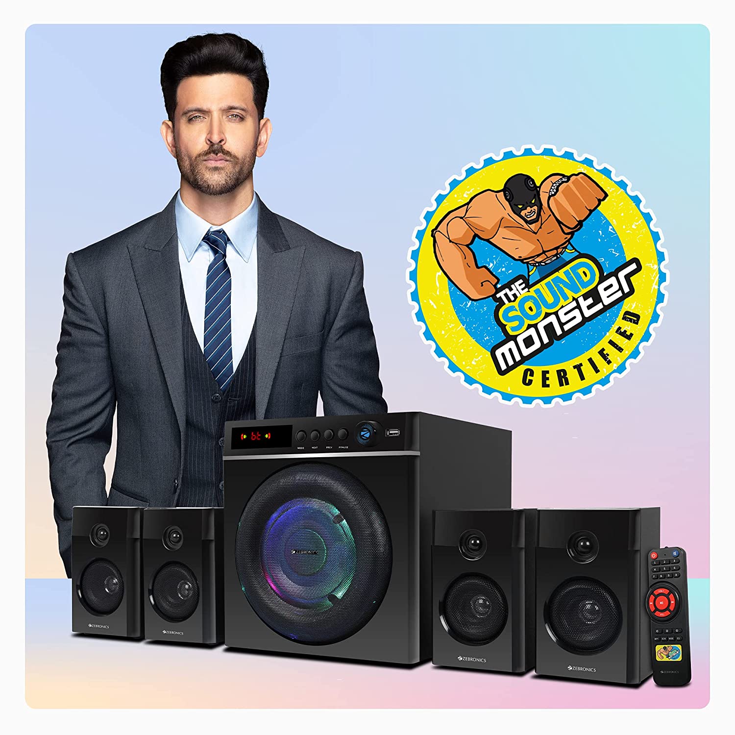 Zebronics Zeb-Cube 5 Home Theater Speaker with Subwoofer, 100W, 4.1 Channel, Wireless BTv5.1 Connectivity, Zebronics Zeb-Cube 5 Home Theater Speaker with Subwoofer, 100W, 4.1 Channel, Wireless BTv5.1 Connectivity,