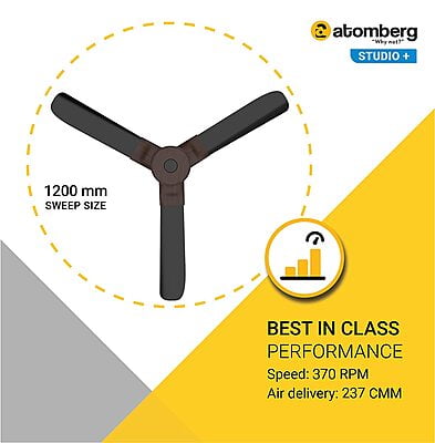 Atomberg Studio+ 1200mm 32W BLDC Motor Energy Saving Ceiling Fan Atomberg Studio+ 1200mm 32W BLDC Motor Energy Saving Ceiling Fan