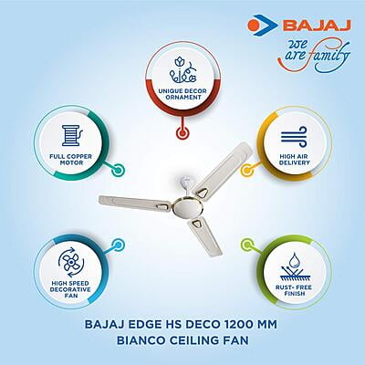 Bajaj Fan Edge HS DECO 1200mm Bianco CF Bajaj Fan Edge HS DECO 1200mm Bianco CF