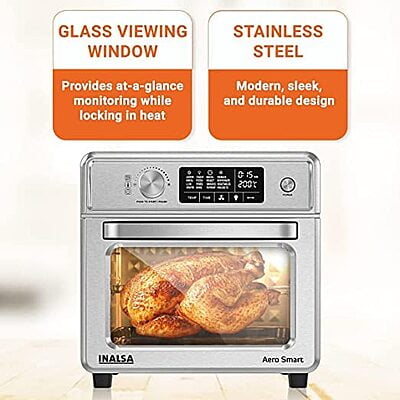 INALSA Air Fryer Oven Aero Smart With 23 L Capacity|1700 W-16 Preset Programs|| Digital Display and Touch Control | Rotisserie & Convection|
