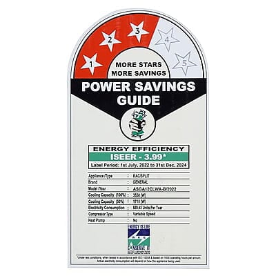 OGeneral 1 Ton 3 Star Split Inverter Air Conditioner ASGA12CLWA-B, White OGeneral 1 Ton 3 Star Split Inverter Air Conditioner ASGA12CLWA-B, White