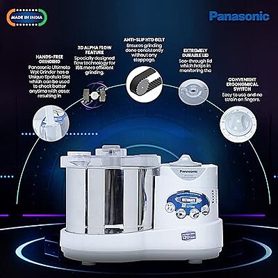 Panasonic MK-TSW200W Super Wet Grinder, 2 L (White) 120 Volt, for USA & CANADA Usage Panasonic MK-TSW200W Super Wet Grinder, 2 L (White) 120 Volt, for USA & CANADA Usage