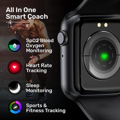 Fire-Boltt Ring Bluetooth Calling Smartwatch with SpO2 & 1.7” Metal Body with Blood Oxygen Monitoring, Continuous Heart Rate, Full Touch & Multiple Watch Faces