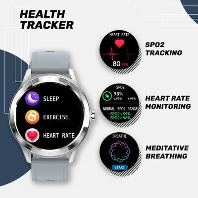 Fire-Boltt 360 SpO2 Full Touch Large Display Round Smart Watch with in-Built Games, 8 Days Battery Life, IP67 Water Resistant with Blood Oxygen and Heart Rate Monitoring BSW003