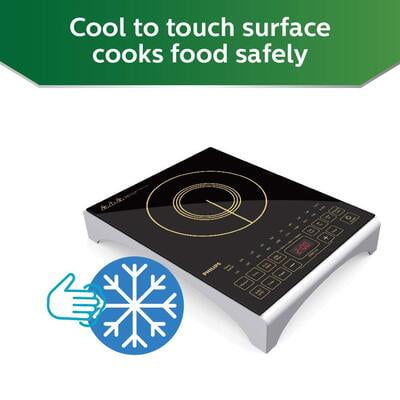 PHILIPS Viva Collection HD4938/01 2100-Watt Glass Induction Cooktop with Sensor Touch (Black)
