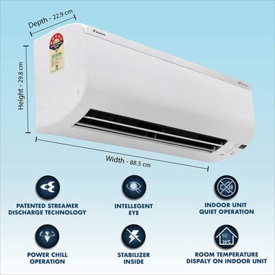 Daikin 1 Ton 5 Star Anti Pollution Inverter Split AC (Copper, PM 0.1 Filter ,JTKJ35TV, White)